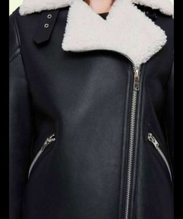 Shearling Black Leather Biker Jacket