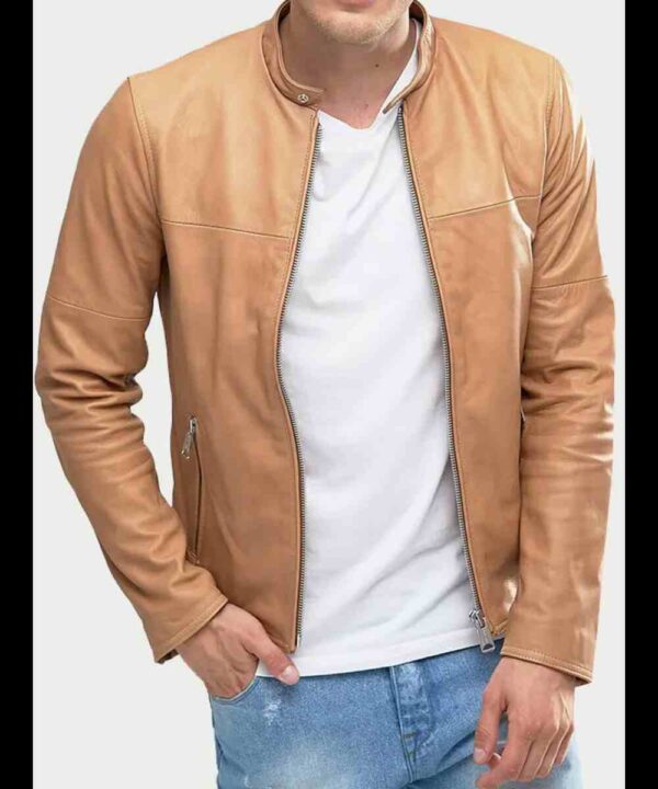 Tan Brown Leather Jacket Mens