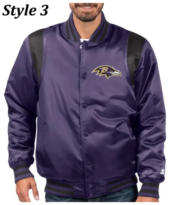Varsity Baltimore Ravens Full-Snap Satin Jacket