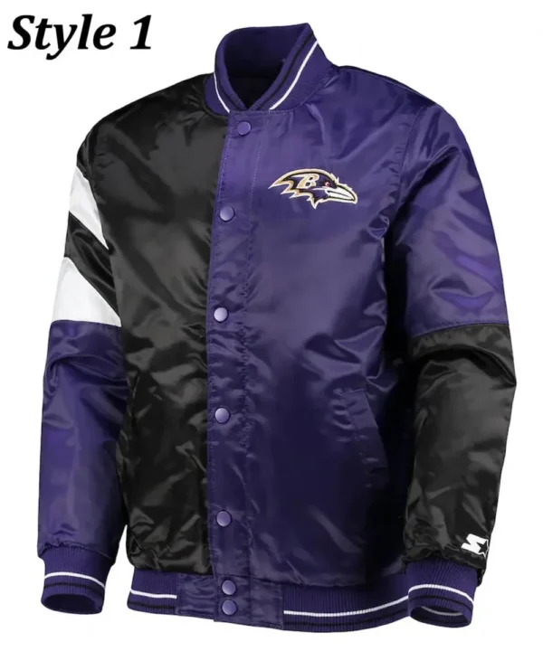 Varsity Baltimore Ravens Full-Snap Satin Jacket