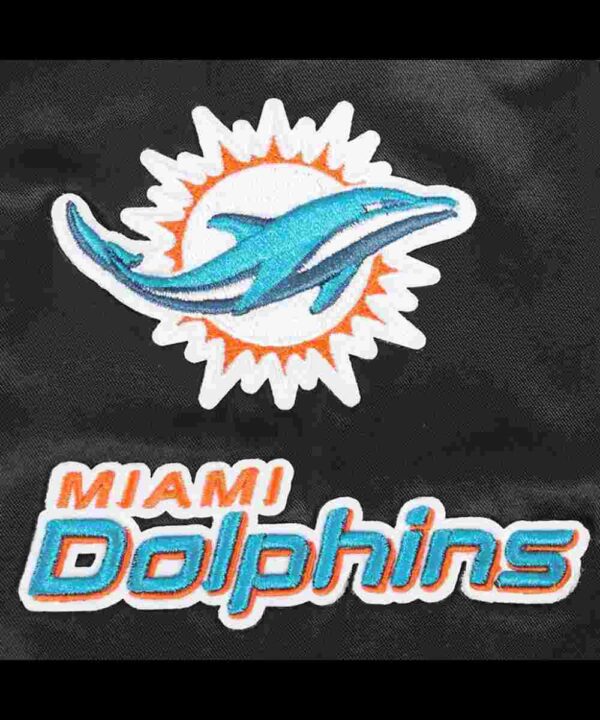 Classic Miami Dolphins Black Satin Jacket