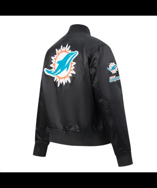 Classic Miami Dolphins Black Satin Jacket
