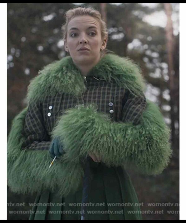 Jodie Comer Killing Eve Season 03 Fur Cropped Jacket