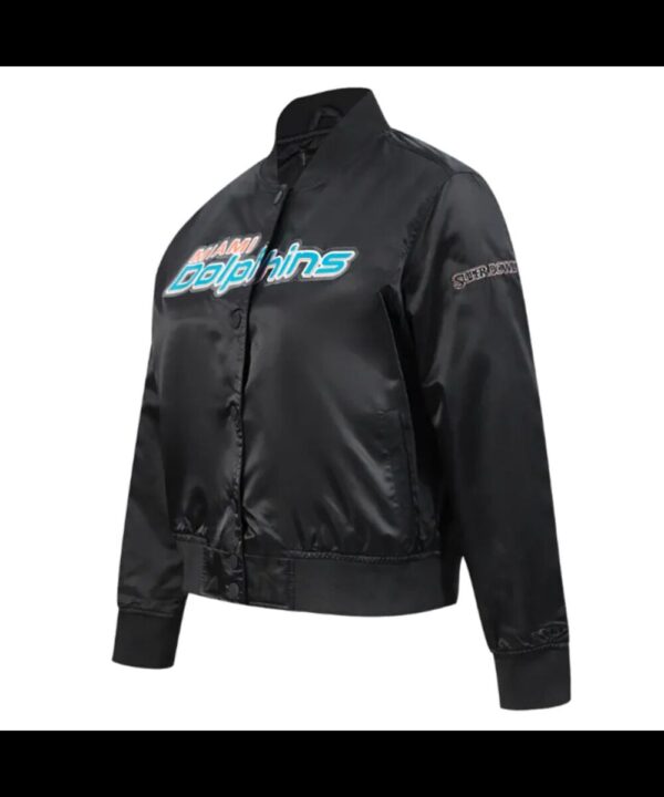 Classic Miami Dolphins Black Satin Jacket