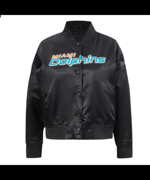 Classic Miami Dolphins Black Satin Jacket