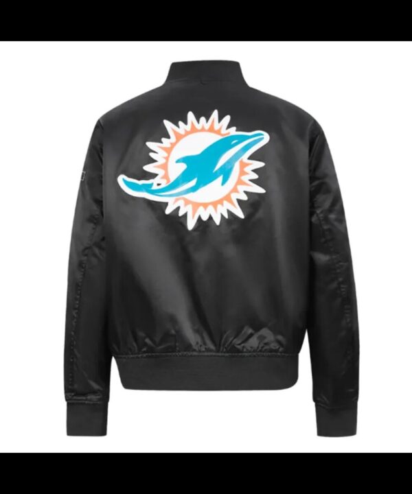 Classic Miami Dolphins Black Satin Jacket