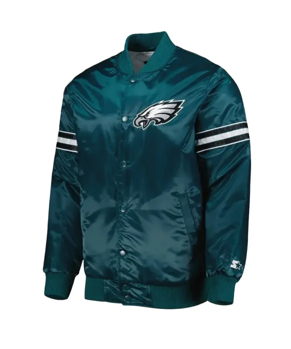 Philadelphia Eagles The Pick and Roll Midnight Green Satin Jacket