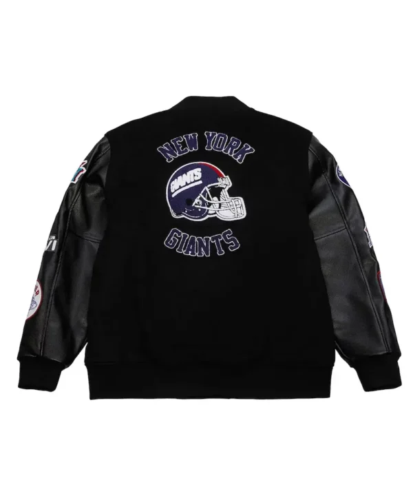 NY Giants Blackout Vintage Logo Varsity Jacket