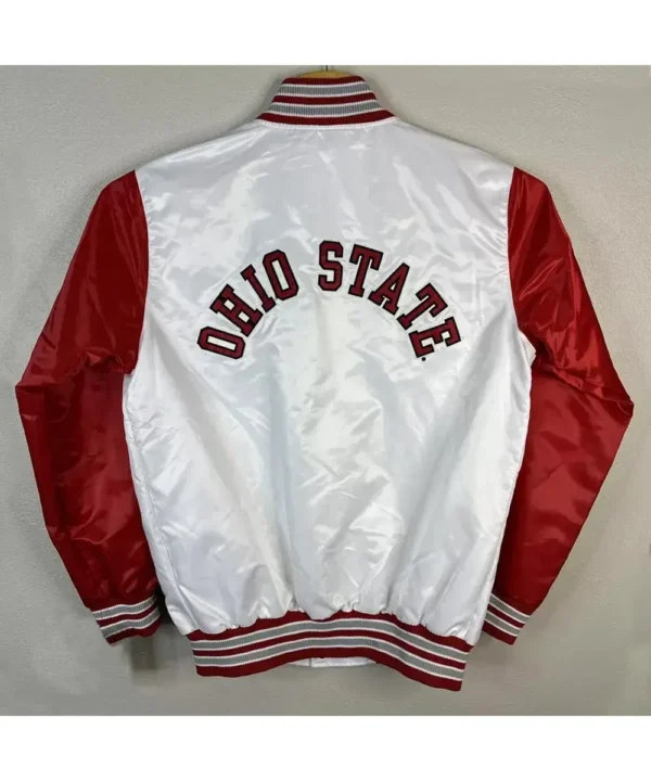Ohio State Buckeyes White and Red Varsity Satin Jacket
