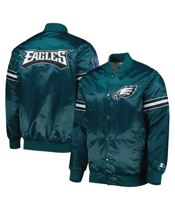 Philadelphia Eagles The Pick and Roll Midnight Green Satin Jacket