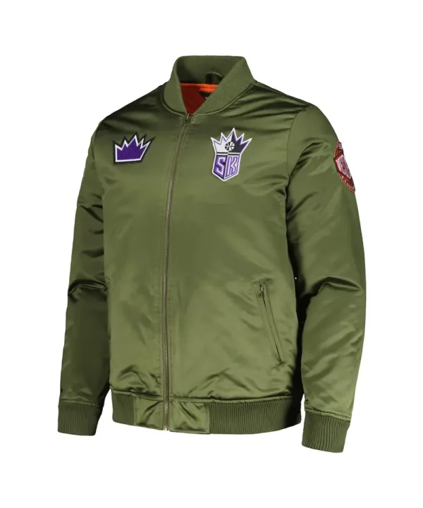 Sacramento Kings Green Bomber Satin Jacket