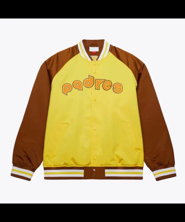 San Diego Padres Vintage Logo Double Clutch Gold Satin Jacket