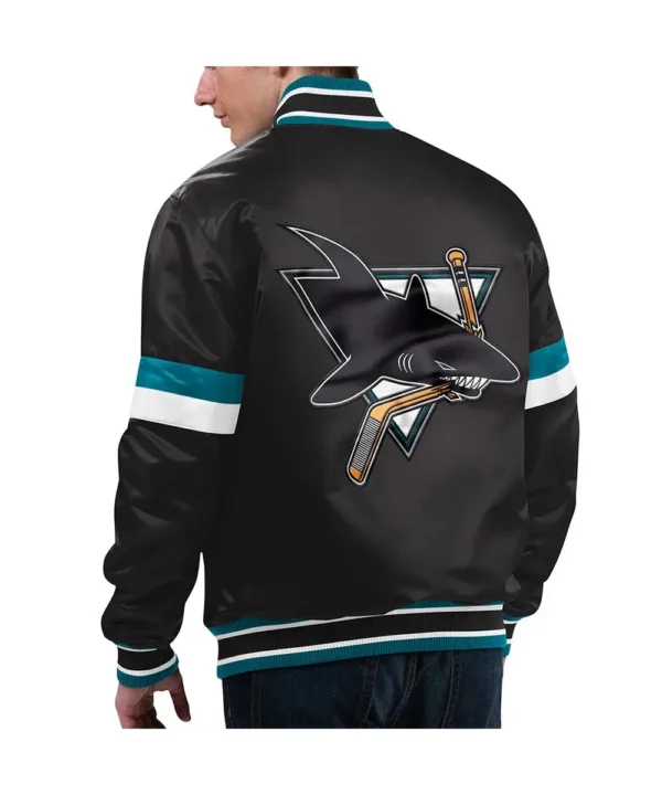 San Jose Sharks Home Game Black Satin Jacket