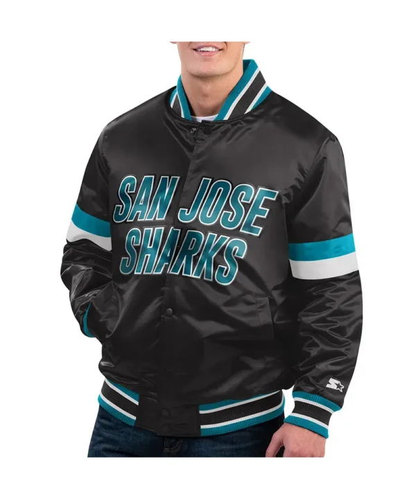 San Jose Sharks Home Game Black Satin Jacket