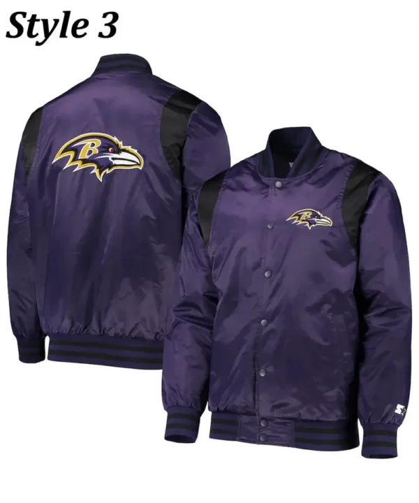 Varsity Baltimore Ravens Full-Snap Satin Jacket