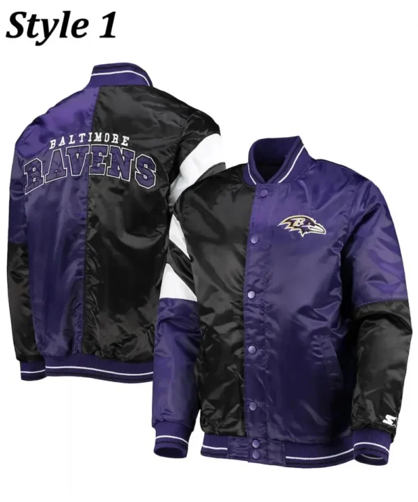 Varsity Baltimore Ravens Full-Snap Satin Jacket