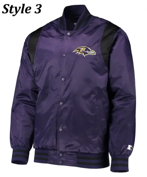 Varsity Baltimore Ravens Full-Snap Satin Jacket
