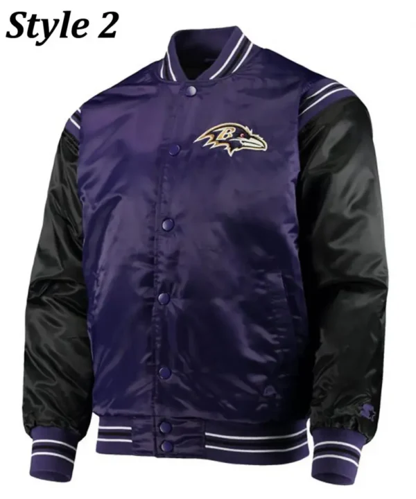 Varsity Baltimore Ravens Full-Snap Satin Jacket