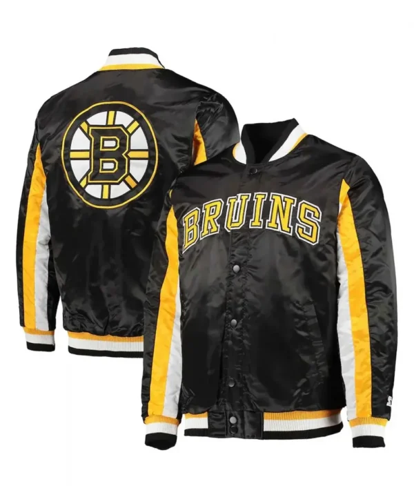 Boston Bruins The Ace Varsity Satin Black/Yellow Jacket