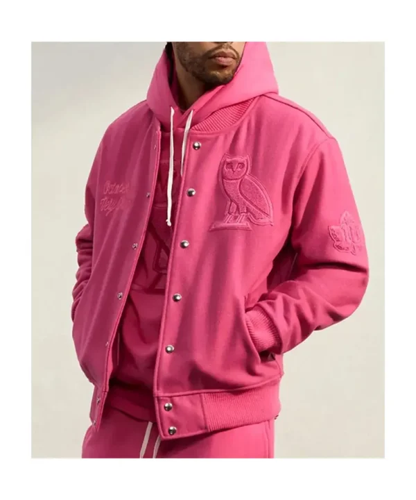 Valentine OVO Pink Varsity Jacket