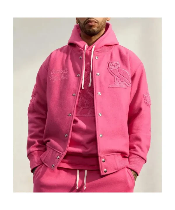 Valentine OVO Pink Varsity Jacket