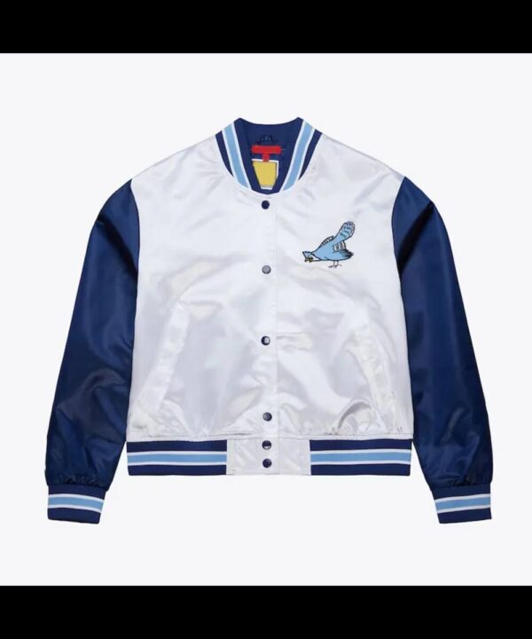 Women’s Philadelphia Blue Jays Cropped White and Blue Satin Jacket