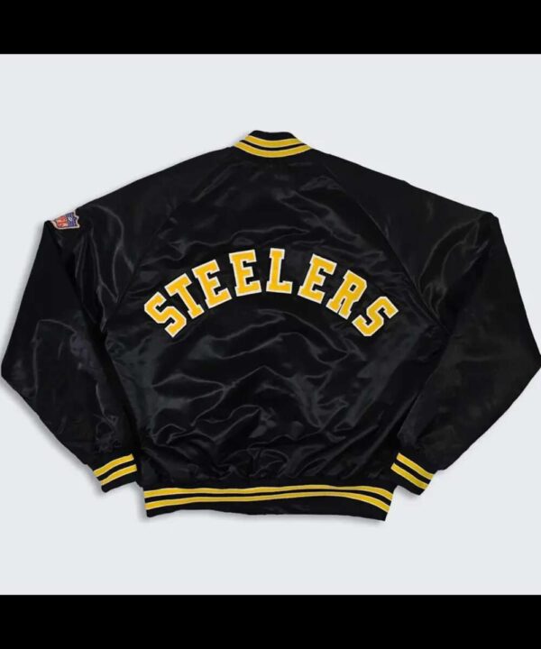 80’s Pittsburgh Steelers Bomber Black Satin Jacket