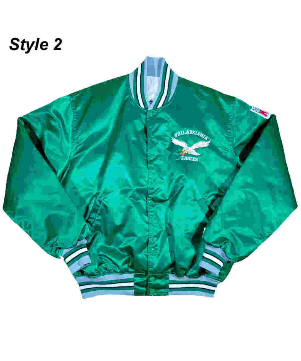 90’s Philadelphia Eagles Green Satin Bomber Jacket
