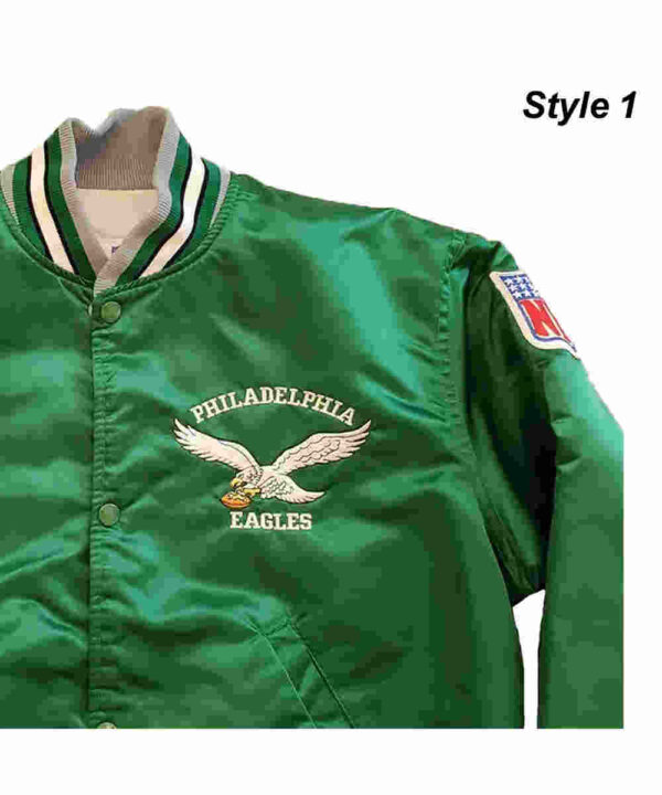 90’s Philadelphia Eagles Green Satin Bomber Jacket