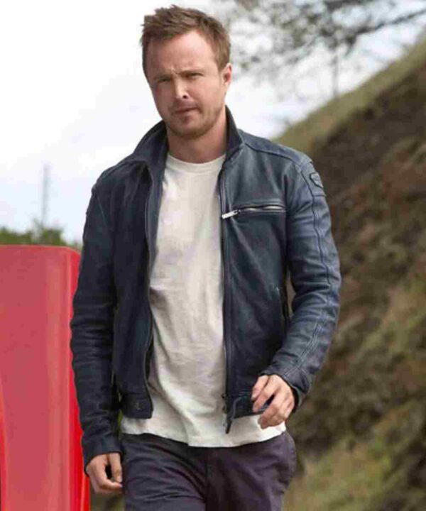 Aaron Paul Need For Speed Blue Leather Jacket