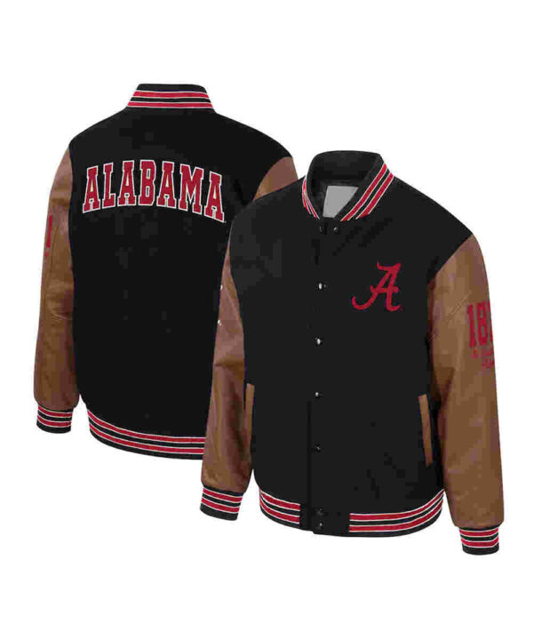 Alabama Crimson Tide Navy and Brown Letterman Jacket