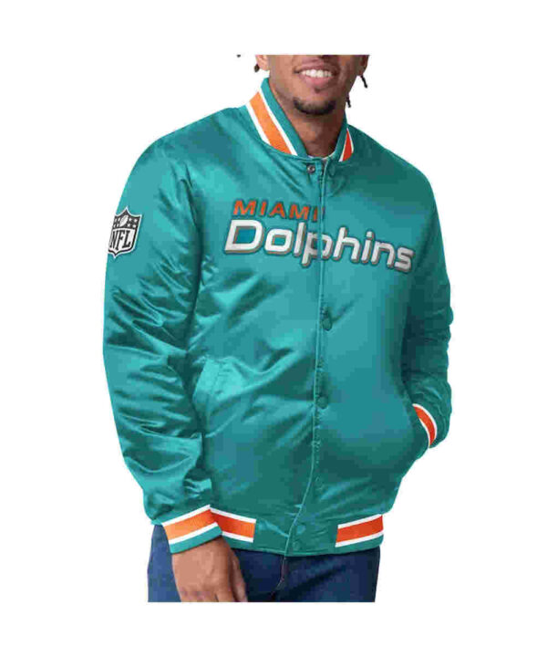 Miami Dolphins Closer Aqua/Orange Satin Jacket
