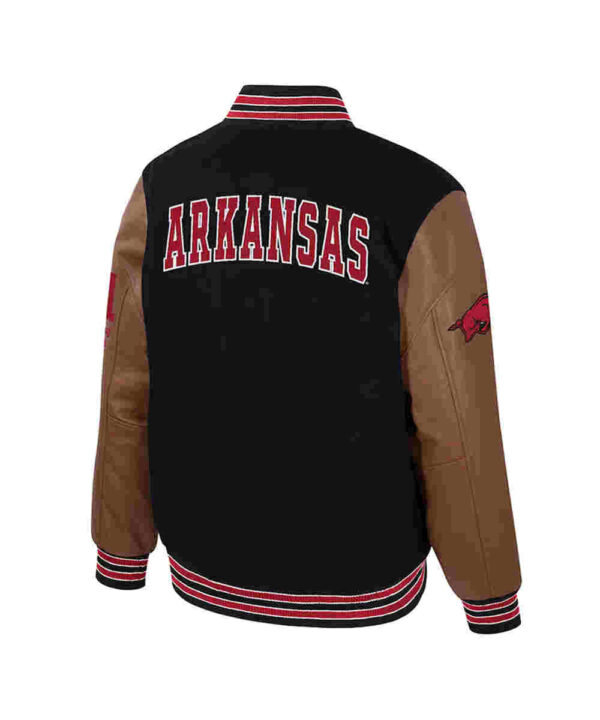Arkansas Razorbacks Black and Brown Letterman Jacket