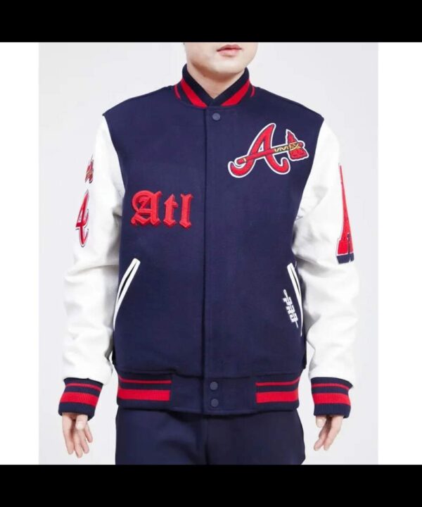 Old English Atlanta Braves Varsity Jacket
