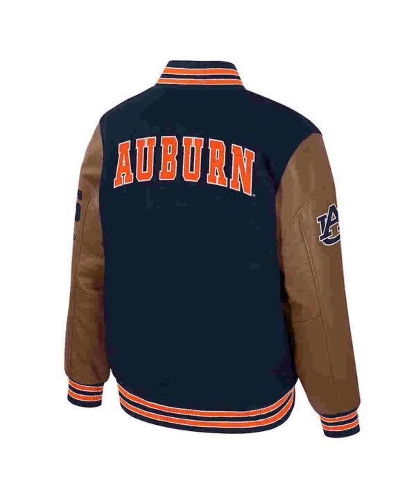 Auburn Tigers Navy and Brown Letterman Jacket