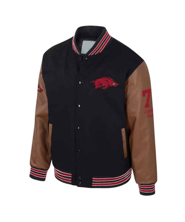 Arkansas Razorbacks Black and Brown Letterman Jacket