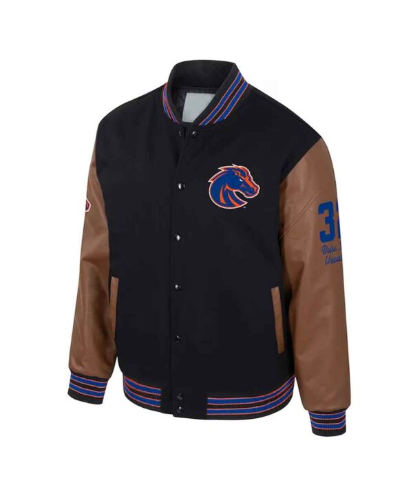 Boise State Broncos Black and Brown Letterman Jacket