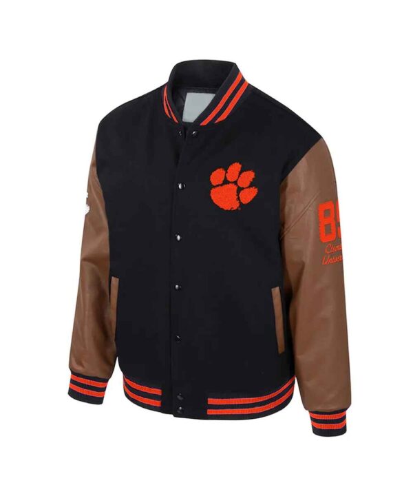 Clemson Tigers Black and Brown Letterman Jacket