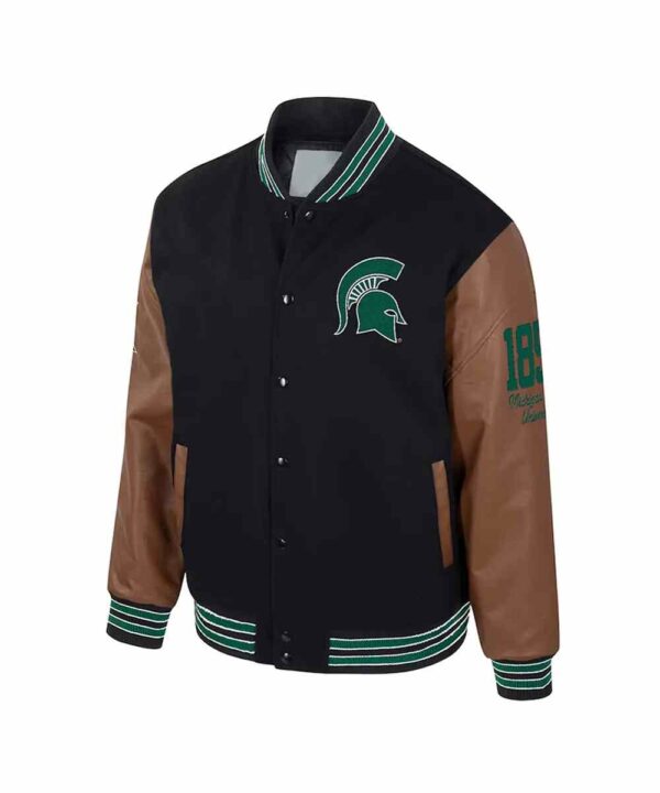 Michigan State Spartans Black and Brown Letterman Jacket