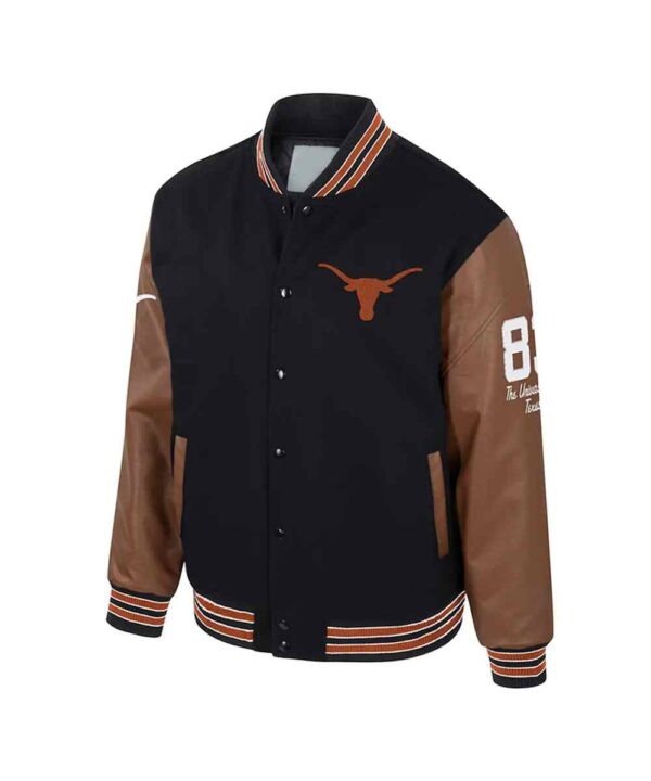 Texas Longhorns Black and Brown Letterman Jacket