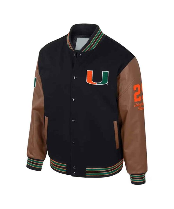 Miami Hurricanes Black and Brown Varsity Jacket