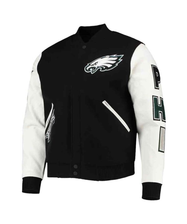 Philadelphia Eagles Logo Black and White Letterman Jacket