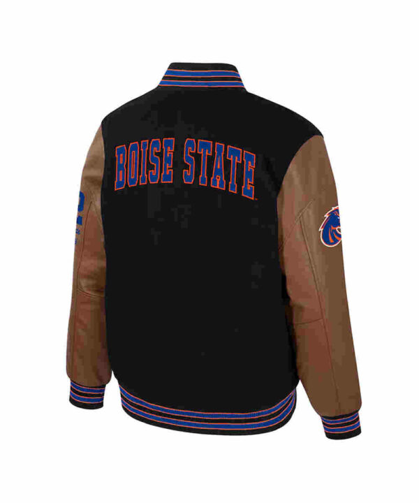 Boise State Broncos Black and Brown Letterman Jacket