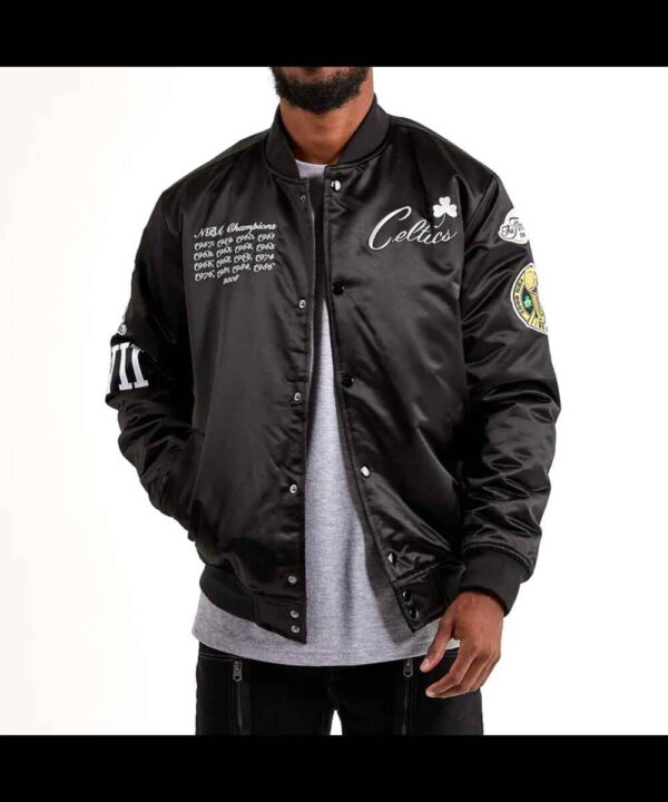 Boston Celtics Championship Black Satin Jacket