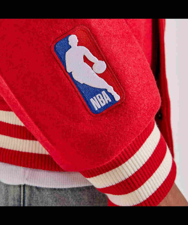 Chicago Bulls Red and White Varsity Wool Jacket