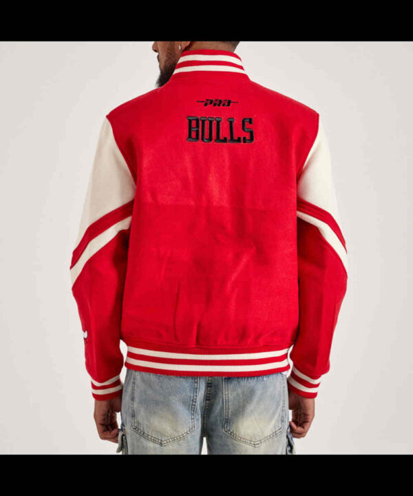 Chicago Bulls Red and White Varsity Wool Jacket