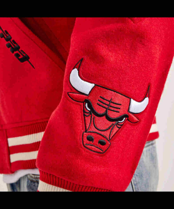 Chicago Bulls Red and White Varsity Wool Jacket