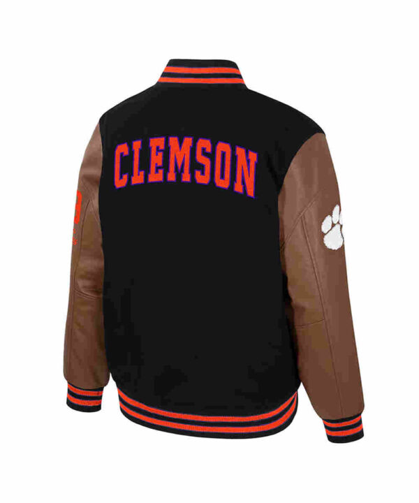 Clemson Tigers Black and Brown Letterman Jacket
