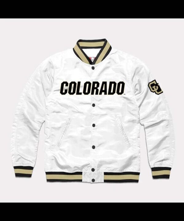Colorado Buffaloes White Varsity Satin Jacket