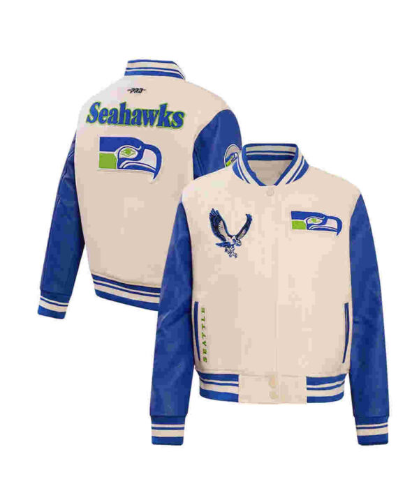 Cream Seattle Seahawks Retro Classic Full-Zip Varsity Jacket